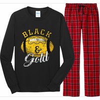 Football Game Day Black And Gold Costume For Football Lover Long Sleeve Pajama Set