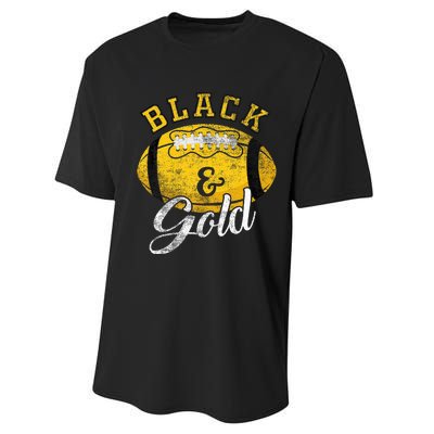 Football Game Day Black And Gold Costume For Football Lover Performance Sprint T-Shirt