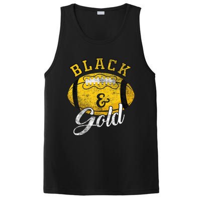 Football Game Day Black And Gold Costume For Football Lover PosiCharge Competitor Tank