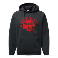 Football Game Day Vibes Red Helmet Performance Fleece Hoodie