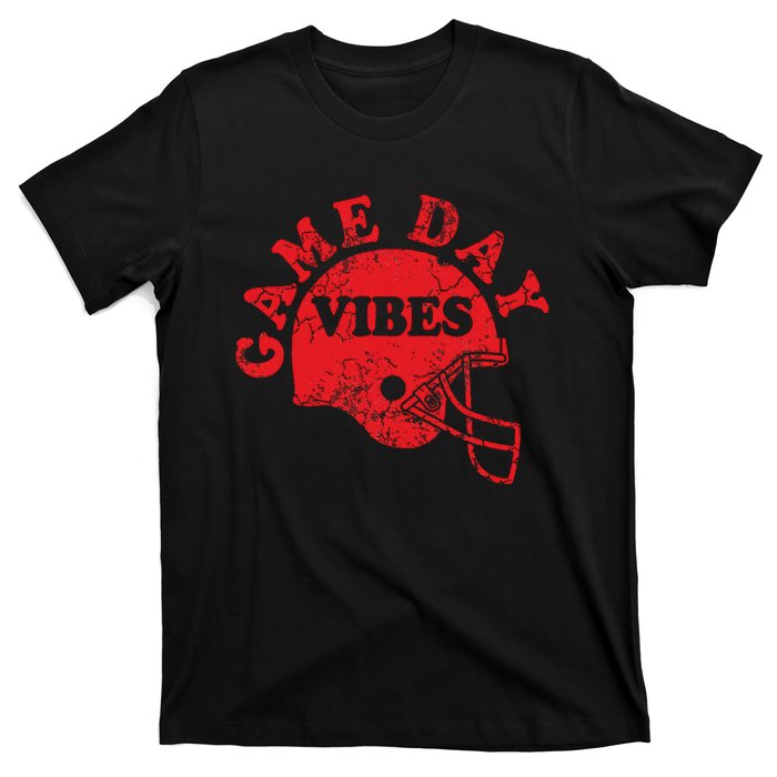 Football Game Day Vibes Red Helmet T-Shirt