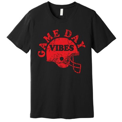 Football Game Day Vibes Red Helmet Premium T-Shirt