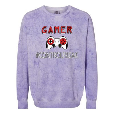 Funny Gamer Design Control Freak For Gaming Fans Video Game Gift Colorblast Crewneck Sweatshirt