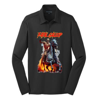 Fatal Gallop Diabolic Fear Black Horror Evil Monster Terror Silk Touch Performance Long Sleeve Polo