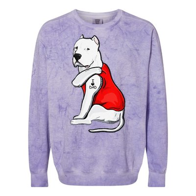 Funny Gifts Dogo Argentino Dog Tattoo I Love Fathers Day Colorblast Crewneck Sweatshirt