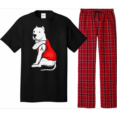 Funny Gifts Dogo Argentino Dog Tattoo I Love Fathers Day Pajama Set