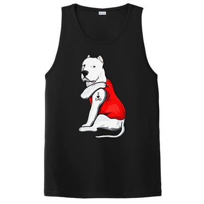 Funny Gifts Dogo Argentino Dog Tattoo I Love Fathers Day PosiCharge Competitor Tank