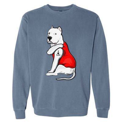 Funny Gifts Dogo Argentino Dog Tattoo I Love Fathers Day Garment-Dyed Sweatshirt