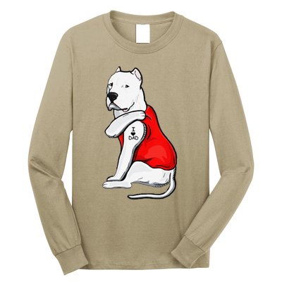 Funny Gifts Dogo Argentino Dog Tattoo I Love Fathers Day Long Sleeve Shirt