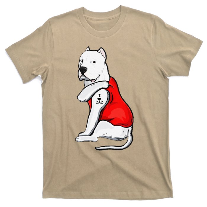 Funny Gifts Dogo Argentino Dog Tattoo I Love Fathers Day T-Shirt