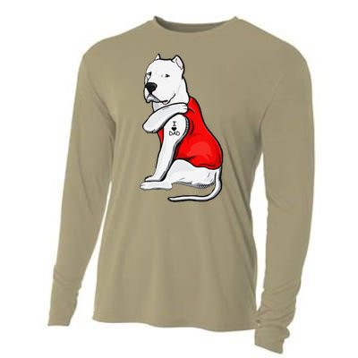 Funny Gifts Dogo Argentino Dog Tattoo I Love Fathers Day Cooling Performance Long Sleeve Crew