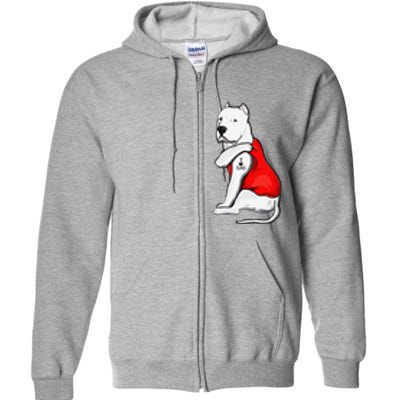 Funny Gifts Dogo Argentino Dog Tattoo I Love Fathers Day Full Zip Hoodie