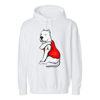 Funny Gifts Dogo Argentino Dog Tattoo I Love Fathers Day Garment-Dyed Fleece Hoodie