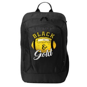 Football Game Day Black And Gold Costume For Football Lover City Backpack