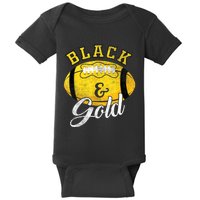 Football Game Day Black And Gold Costume For Football Lover Baby Bodysuit