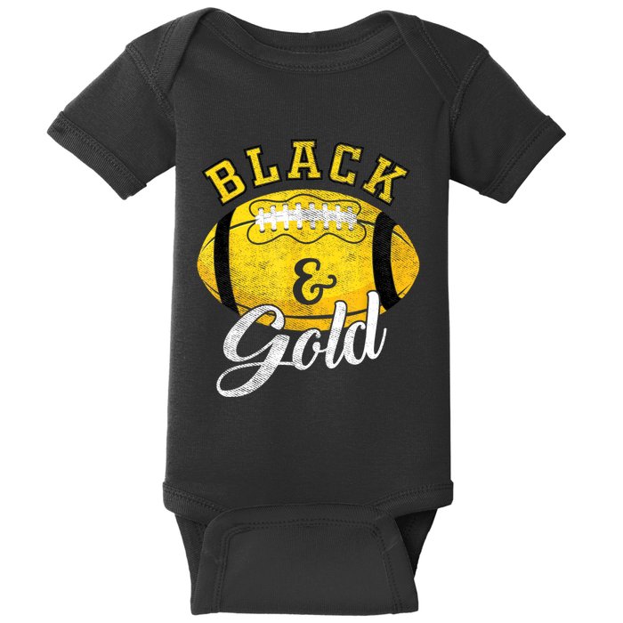 Football Game Day Black And Gold Costume For Football Lover Baby Bodysuit