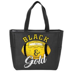 Football Game Day Black And Gold Costume For Football Lover Zip Tote Bag