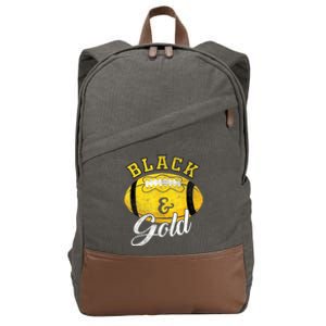 Football Game Day Black And Gold Costume For Football Lover Cotton Canvas Backpack