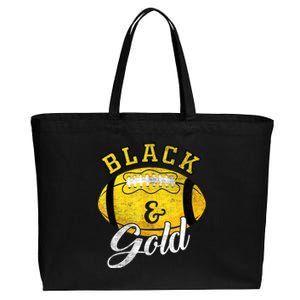 Football Game Day Black And Gold Costume For Football Lover Cotton Canvas Jumbo Tote