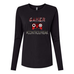 Funny Gamer Design Control Freak For Gaming Fans Video Game Gift Womens Cotton Relaxed Long Sleeve T-Shirt