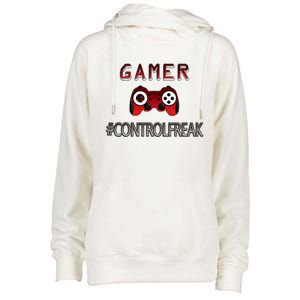 Funny Gamer Design Control Freak For Gaming Fans Video Game Gift Womens Funnel Neck Pullover Hood