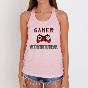 Funny Gamer Design Control Freak For Gaming Fans Video Game Gift Women's Knotted Racerback Tank