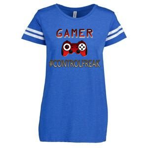 Funny Gamer Design Control Freak For Gaming Fans Video Game Gift Enza Ladies Jersey Football T-Shirt