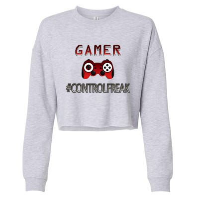 Funny Gamer Design Control Freak For Gaming Fans Video Game Gift Cropped Pullover Crew