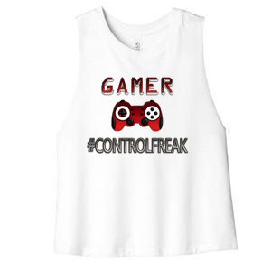 Funny Gamer Design Control Freak For Gaming Fans Video Game Gift Women's Racerback Cropped Tank