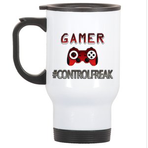 Funny Gamer Design Control Freak For Gaming Fans Video Game Gift Stainless Steel Travel Mug