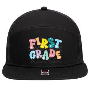 First Grade Dream Team Back To School Teachers Students Gift 7 Panel Mesh Trucker Snapback Hat