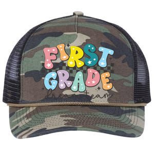 First Grade Dream Team Back To School Teachers Students Gift Retro Rope Trucker Hat Cap