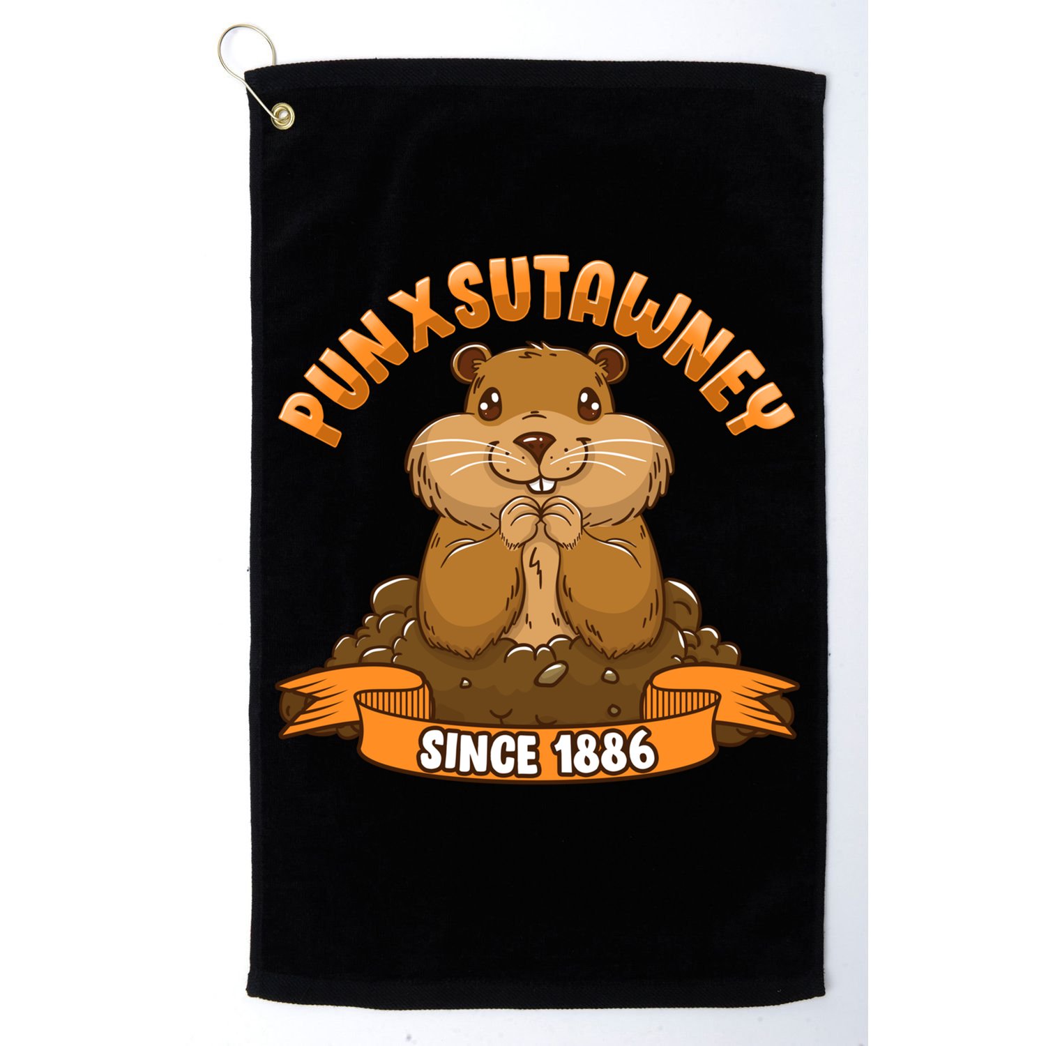 Funny Groundhog Day Phil Cute Ground Hog Punxsutawney Gift Golf Towel