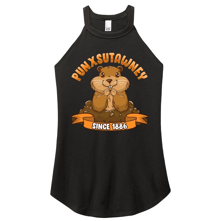 Funny Groundhog Day Phil Cute Ground Hog Punxsutawney Gift Women's Perfect Tri Rocker Tank