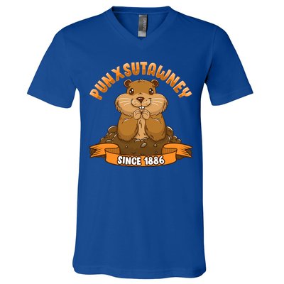 Funny Groundhog Day Phil Cute Ground Hog Punxsutawney Gift V-Neck T-Shirt