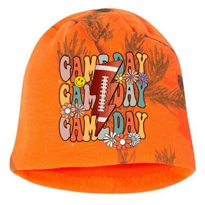 Funny Game Day American Football Season Groovy Football Girl Kati - Camo Knit Beanie