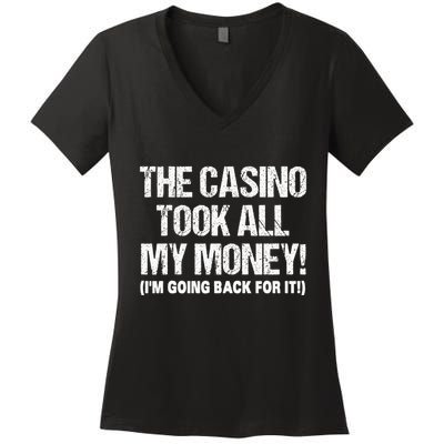 Funny Gambling Design Poker Lovers Gamblers Women's V-Neck T-Shirt