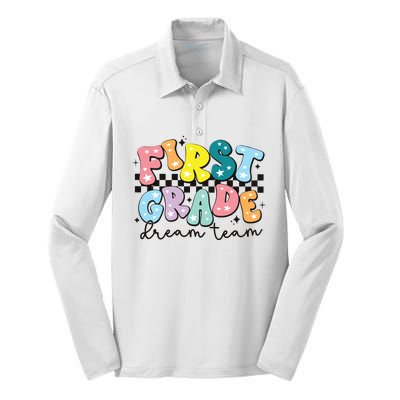 First Grade Dream Team Back To School Teachers Students Silk Touch Performance Long Sleeve Polo