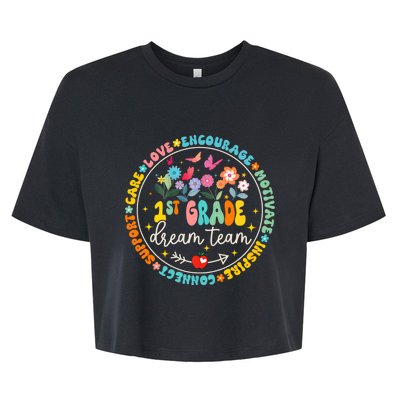 First Grade Dream Team Back To School Teacher Flower Bella+Canvas Jersey Crop Tee