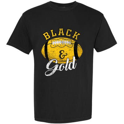 Football Game Day Black And Gold Costume For Football Lover Garment-Dyed Heavyweight T-Shirt