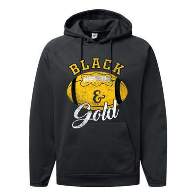 Football Game Day Black And Gold Costume For Football Lover Performance Fleece Hoodie