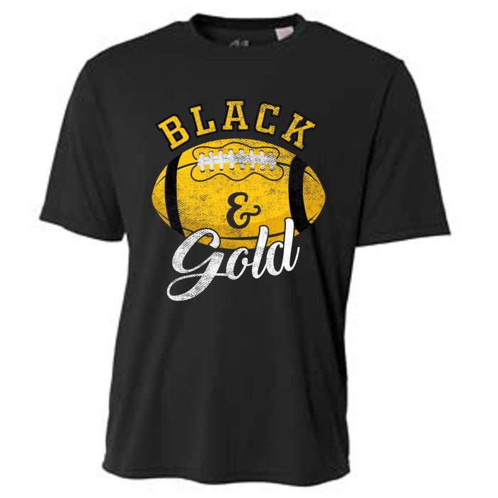 Football Game Day Black And Gold Costume For Football Lover Cooling Performance Crew T-Shirt