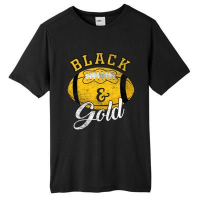 Football Game Day Black And Gold Costume For Football Lover Tall Fusion ChromaSoft Performance T-Shirt