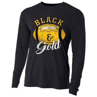 Football Game Day Black And Gold Costume For Football Lover Cooling Performance Long Sleeve Crew