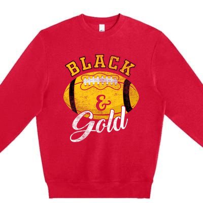 Football Game Day Black And Gold Costume For Football Lover Premium Crewneck Sweatshirt