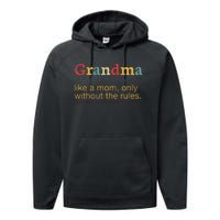 Funny Grandma Defination Performance Fleece Hoodie