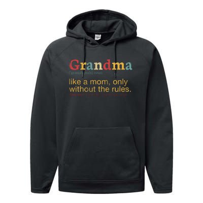 Funny Grandma Defination Performance Fleece Hoodie