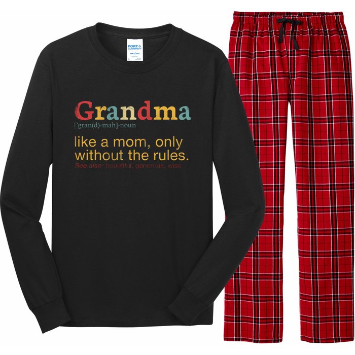 Funny Grandma Defination Long Sleeve Pajama Set