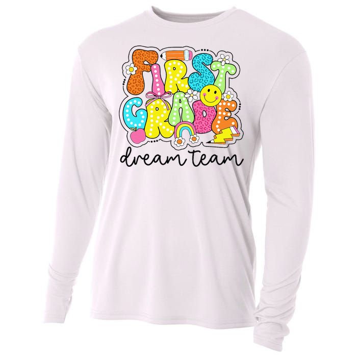 First Grade Dream Team Retro Back To School Teacher Student Gift Cooling Performance Long Sleeve Crew