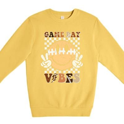 Football Game Day Vibes Funny Face American Sport Gift Premium Crewneck Sweatshirt